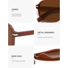 image:imageSOJOS Retro Aviator Polarized Sunglasses for Men Women Trendy Vintage Square Pilot Mens Shades SJ2370Milky Brown Frame Brown Lens