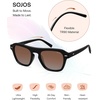 image:imageSOJOS Retro Aviator Polarized Sunglasses for Men Women Vintage Square Mens Shades SJ2632Black Frame Brown Grading Lens