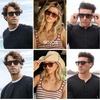 image:imageSOJOS Retro Aviator Polarized Sunglasses for Men Women Vintage Square Mens Shades SJ2632Green Frame Grey Grading Lens