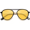 image:imageSOJOS Retro Aviator Polarized Sunglasses for Women Men Double Bridge Ladies ShadesBlack FrameYellow Lens