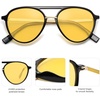 image:imageSOJOS Retro Aviator Polarized Sunglasses for Women Men Double Bridge Ladies ShadesBlack FrameYellow Lens