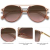 image:imageSOJOS Retro Aviator Polarized Sunglasses for Women Men Double Bridge Ladies ShadesClear Brown FrameGradient Brown Lens