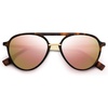 image:imageSOJOS Retro Aviator Polarized Sunglasses for Women Men Double Bridge Ladies ShadesTortoise FramePink Mirrored Lens