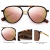 image:imageSOJOS Retro Aviator Polarized Sunglasses for Women Men Double Bridge Ladies ShadesTortoise FramePink Mirrored Lens