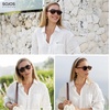 image:imageSOJOS Retro Aviator Polarized Sunglasses for Women Men Vintage 70s Style UV Protection Womens Mens Shades SJ2701Chocolate BrownLight Yellow