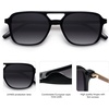 image:imageSOJOS Retro Aviator Sunglasses for Women MenTrendy Rectangle Womens Mens Shades Sun Glasses SJ2202Black FrameGrey Grading Lens