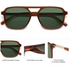 image:imageSOJOS Retro Aviator Sunglasses for Women MenTrendy Rectangle Womens Mens Shades Sun Glasses SJ2202Brown Frame Green Lens