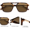 image:imageSOJOS Retro Aviator Sunglasses for Women MenTrendy Rectangle Womens Mens Shades Sun Glasses SJ2202Coffee Tortoise FrameCoffee Lens
