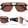 image:imageSOJOS Retro Aviator Sunglasses for Women MenTrendy Rectangle Womens Mens Shades Sun Glasses SJ2202Dark Milky Brown Frame Brown Lens
