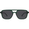 image:imageSOJOS Retro Aviator Sunglasses for Women MenTrendy Rectangle Womens Mens Shades Sun Glasses SJ2202Green FrameGrey Lens