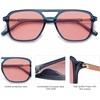 image:imageSOJOS Retro Aviator Sunglasses for Women MenTrendy Rectangle Womens Mens Shades Sun Glasses SJ2202Milky Blue FrameRed Lens