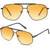 image:imageSOJOS Retro Hexagon Aviator Sunglasses for Women Men Trendy Vintage UV400 Protection Shades SJ1200BlackYellow Tint
