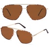 image:imageSOJOS Retro Hexagon Aviator Sunglasses for Women Men Trendy Vintage UV400 Protection Shades SJ1200TortoiseBrown