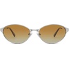 image:imageSOJOS Retro Oval Polarized Sunglasses for Women Men Trendy Chic Cat Eye 90s Y2K Sunnies SJ1266SilverLight Brown Gradient