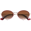 image:imageSOJOS Retro Oval Sunglasses Women Trendy Lightweight Narrow Vintage Small Shades UV Protection Sun Glasses LarmesRedGradient Brown