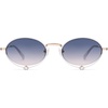 image:imageSOJOS Retro Oval Sunglasses Women Trendy Lightweight Narrow Vintage Small Shades UV Protection Sun Glasses LarmesWhiteBlue