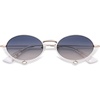 image:imageSOJOS Retro Oval Sunglasses Women Trendy Lightweight Narrow Vintage Small Shades UV Protection Sun Glasses LarmesWhiteBlue