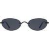image:imageSOJOS Retro Oval Sunglasses Womens Trendy Rimless Sun Glasses Vintage Narrow Shades SJ1242Black  Grey Lens