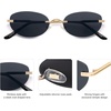 image:imageSOJOS Retro Oval Sunglasses Womens Trendy Rimless Sun Glasses Vintage Narrow Shades SJ1242Gold  Grey Lens
