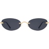 image:imageSOJOS Retro Oval Sunglasses Womens Trendy Rimless Sun Glasses Vintage Narrow Shades SJ1242Gold  Grey Lens