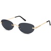 image:imageSOJOS Retro Oval Sunglasses Womens Trendy Rimless Sun Glasses Vintage Narrow Shades SJ1242Gold  Grey Lens