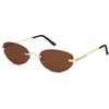 image:imageSOJOS Retro Oval Sunglasses Womens Trendy Rimless Sun Glasses Vintage Narrow Shades SJ1242Shiny Gold  Brown Lens