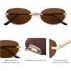 image:imageSOJOS Retro Oval Sunglasses Womens Trendy Rimless Sun Glasses Vintage Narrow Shades SJ1242Shiny Gold  Brown Lens