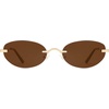 image:imageSOJOS Retro Oval Sunglasses Womens Trendy Rimless Sun Glasses Vintage Narrow Shades SJ1242Shiny Gold  Brown Lens