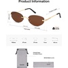 image:imageSOJOS Retro Oval Sunglasses Womens Trendy Rimless Sun Glasses Vintage Narrow Shades SJ1242Shiny Gold  Brown Lens