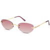 image:imageSOJOS Retro Oval Sunglasses Womens Trendy Rimless Sun Glasses Vintage Narrow Shades SJ1242Shiny Gold  Pink Lens