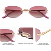 image:imageSOJOS Retro Oval Sunglasses Womens Trendy Rimless Sun Glasses Vintage Narrow Shades SJ1242Shiny Gold  Pink Lens