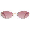 image:imageSOJOS Retro Oval Sunglasses Womens Trendy Rimless Sun Glasses Vintage Narrow Shades SJ1242Shiny Gold  Pink Lens