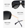 image:imageSOJOS Retro Oversized Aviator Polarized Sunglasses for Women Men Vintage Shield Large Shades SJ2657Shiny BlackGrey