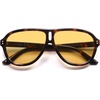 image:imageSOJOS Retro Oversized Polarized Aviator Sunglasses for Women Men 70s 80s Trendy UV400 Shades SJ2666Brown TortoiseLight Yellow Tint