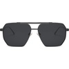 image:imageSOJOS Retro Oversized Square Polarized Sunglasses for Women Men Vintage Shades Classic Large Metal Sun GlassesShiny Grey  Grey