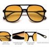 image:imageSOJOS Retro Polarized Aviator Sunglasses Womens Mens Classic 80s 90s Vintage Trendy Square Aviators SJ2174Dark BlackYellow Tint