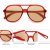 image:imageSOJOS Retro Polarized Aviator Sunglasses Womens Mens Classic 80s 90s Vintage Trendy Square Aviators SJ2174RedClear Brown Tint