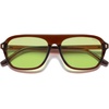 image:imageSOJOS Retro Polarized Aviator Sunglasses Womens MensTrendy Rectangle 70s UV400 Shades Sun Glasses SJ2712BrownGreen