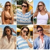 image:imageSOJOS Retro Polarized Aviator Sunglasses Womens MensTrendy Rectangle 70s UV400 Shades Sun Glasses SJ2712GreyBrown Grading