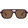 image:imageSOJOS Retro Polarized Square Aviator Sunglasses for Women Men Vintage 70s UV400 Protection Shade SJ2609Brown Brown Lens