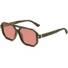 image:imageSOJOS Retro Polarized Square Aviator Sunglasses for Women Men Vintage 70s UV400 Protection Shade SJ2609Dark Green Red Lens