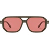 image:imageSOJOS Retro Polarized Square Aviator Sunglasses for Women Men Vintage 70s UV400 Protection Shade SJ2609Dark Green Red Lens