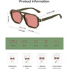 image:imageSOJOS Retro Polarized Square Aviator Sunglasses for Women Men Vintage 70s UV400 Protection Shade SJ2609Dark Green Red Lens