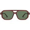 image:imageSOJOS Retro Polarized Square Aviator Sunglasses for Women Men Vintage 70s UV400 Protection Shade SJ2609Milky Brown Green Lens