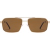 image:imageSOJOS Retro Polarized Square Sunglasses for Women Men Vintage Large Double Bridge UV Protection Metal Sun Glasses SJ1246GoldBrown