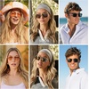 image:imageSOJOS Retro Polarized Square Sunglasses for Women Men Vintage Large Double Bridge UV Protection Metal Sun Glasses SJ1246GoldBrown