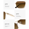 image:imageSOJOS Retro Polarized Square Sunglasses for Women Men Vintage Large Double Bridge UV Protection Metal Sun Glasses SJ1246GoldBrown Grading