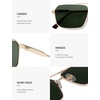 image:imageSOJOS Retro Polarized Square Sunglasses for Women Men Vintage Large Double Bridge UV Protection Metal Sun Glasses SJ1246GoldDark Green