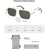image:imageSOJOS Retro Polarized Square Sunglasses for Women Men Vintage Large Double Bridge UV Protection Metal Sun Glasses SJ1246GoldDark Green