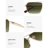 image:imageSOJOS Retro Polarized Square Sunglasses for Women Men Vintage Large Double Bridge UV Protection Metal Sun Glasses SJ1246GoldGreyishgreen Grading